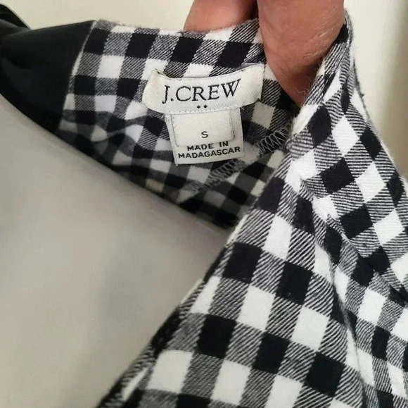 J.Crew Black/White Gingham Flannel Ruffle Bow Back Dress(S) - Picture 8 of 11